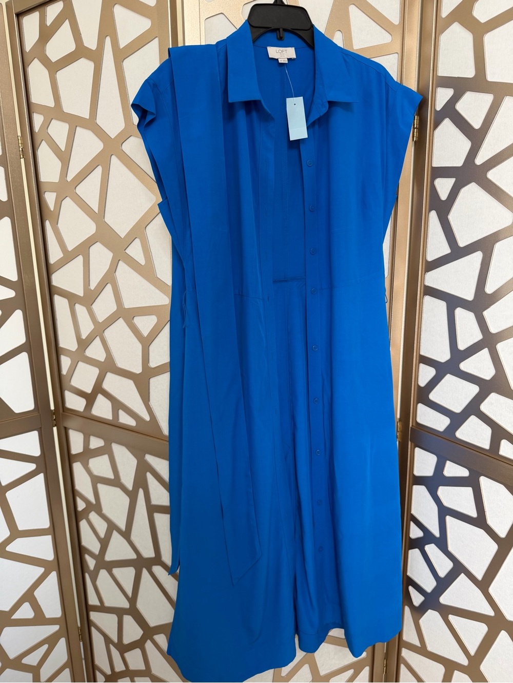 LOFT Cobalt Blue Sleeveless Midi Shirt Dress